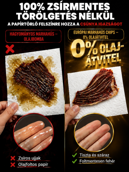 👍Prémium Ropogós Marha Chips (100% Tiszta Izomhús, 0% Cukor) – Energia Bűntudat Nélkül