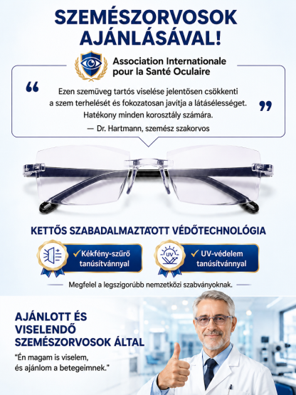 🔥[50% Akció] Intelligens Automatikus Fókuszú Szemüveg – Kékfény Szűrős, Ultrakönnyű (6g) Titán Keret