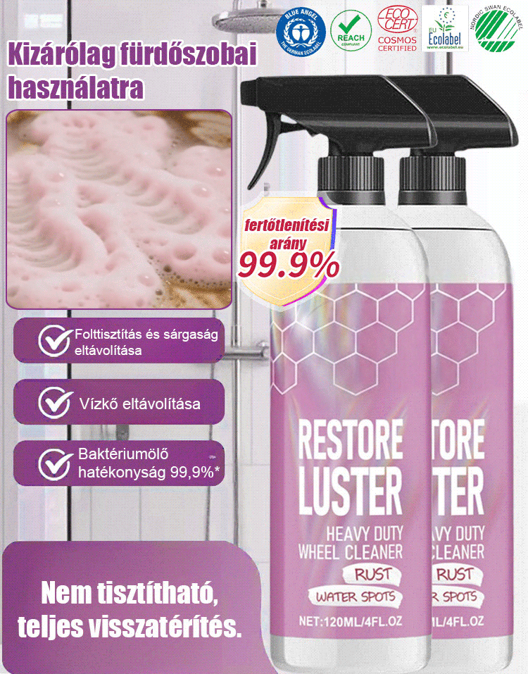 ✨Szupererős Fürdőszobai Tisztítószer - Vízkő és Rozsda Ellen (50% Akció + Ingyenes Szállítás)