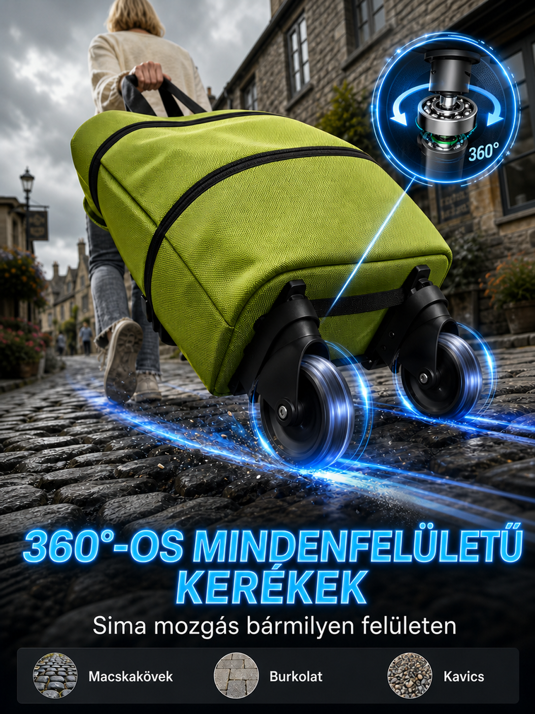 👍Magiczna Składana Torba na Zakupy 2w1 z Chowanymi Kółkami (30L)