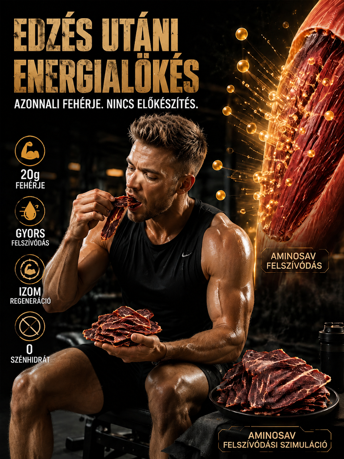 👍Prémium Ropogós Marha Chips (100% Tiszta Izomhús, 0% Cukor) – Energia Bűntudat Nélkül