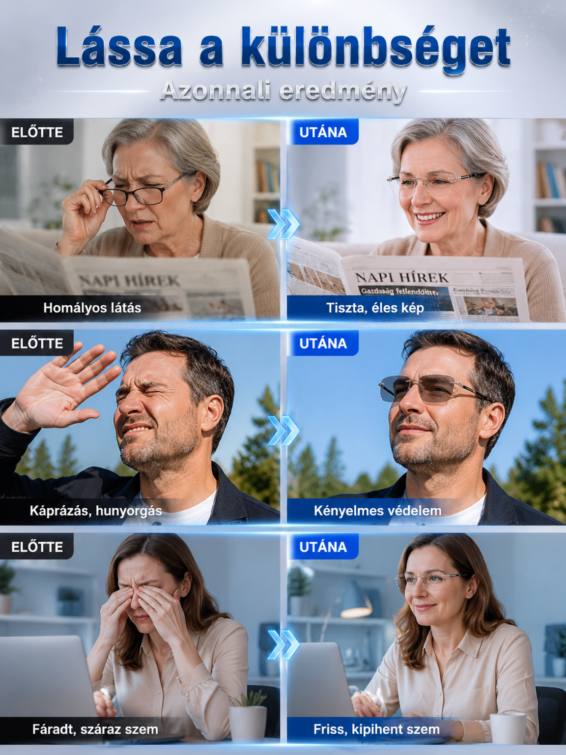 👍Prémium 3az1-ben Titán Okosszemüveg (Kékfény-szűrős) | Egy Szemüveg Minden Távra!