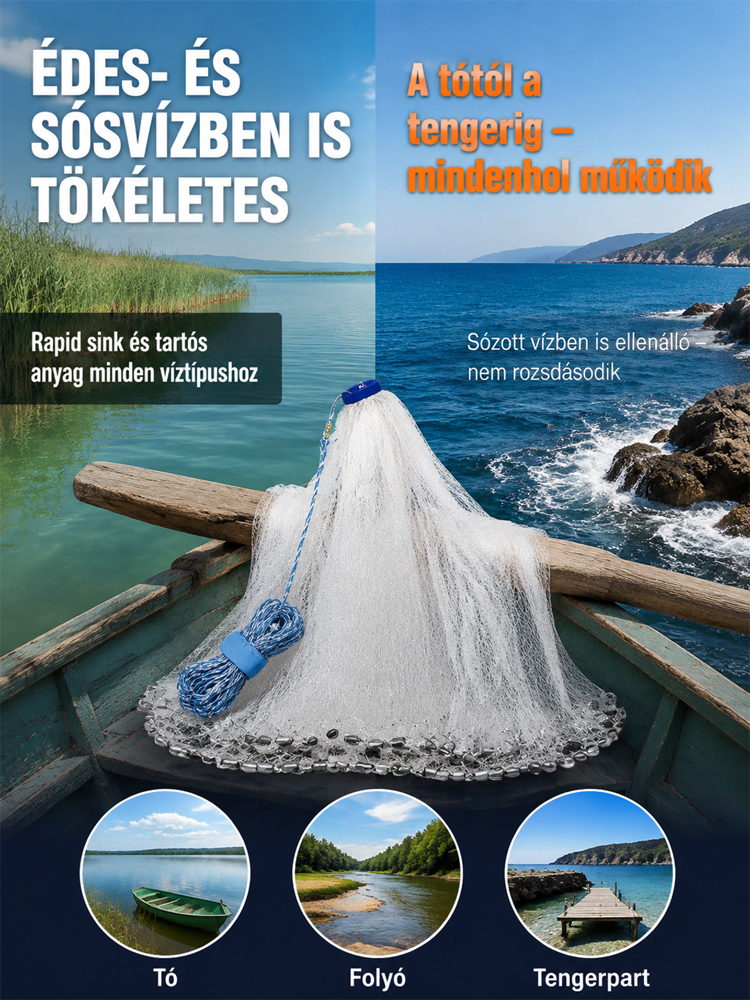 50% Akció👍“Tökéletes Kör” Extra Erős Csali Háló：Egy dobás = Tele vödör!