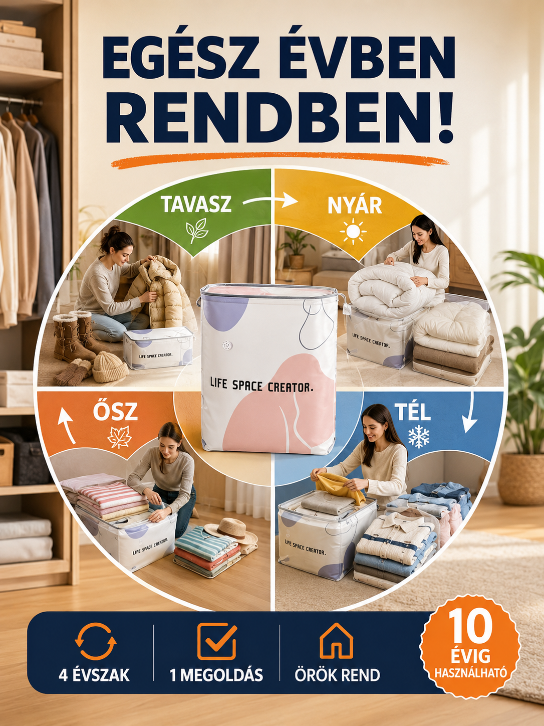 Helytakarékos Vákuumzsák Szett Szivattyú Nélkül - 50% Akció