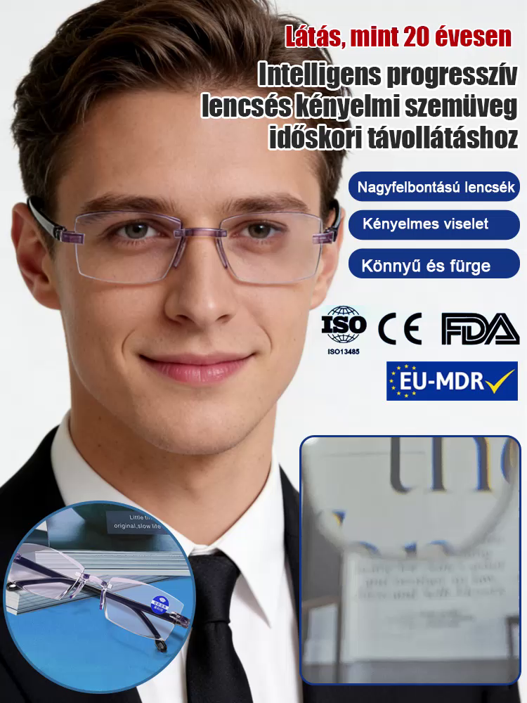 Intelligens Zoom Olvasószemüveg - Automatikus fókusz 100-700° | Éles látás közelre és távolra