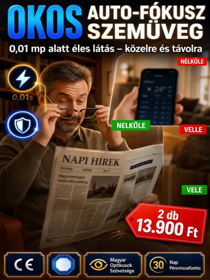 👍Automatikus Fókuszálású Kékfény Szűrős Olvasószemüveg - 50% Kedvezmény + Ingyenes Kiszállítás