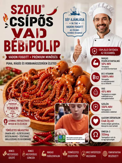 👍Prémium Csípős Vad Bébipolip | Keto-Barát, 0 Cukor & Anyagcsere Pörgető