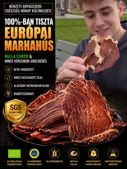 👍Prémium Ropogós Marha Chips (100% Tiszta Izomhús, 0% Cukor) – Energia Bűntudat Nélkül