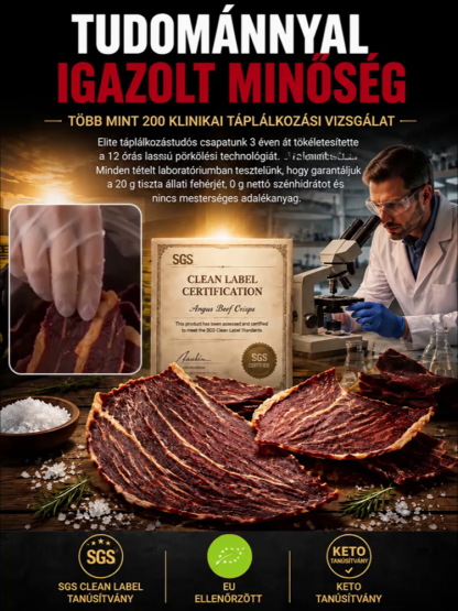 👍Prémium Ropogós Marha Chips (100% Tiszta Izomhús, 0% Cukor) – Energia Bűntudat Nélkül