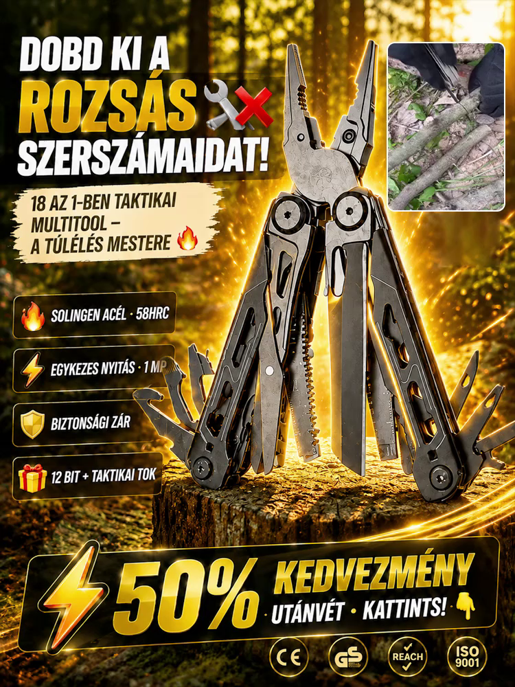 50% Akció👍18 Az 1-ben Hordozható Taktikai Multifunkciós Szerszám –Otthonra És Kempingezéshez
