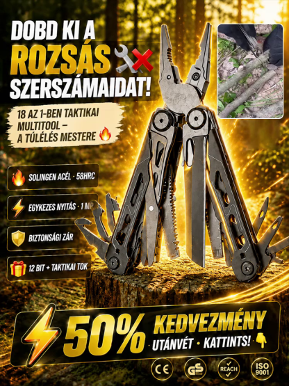 50% Akció👍18 Az 1-ben Hordozható Taktikai Multifunkciós Szerszám –Otthonra És Kempingezéshez