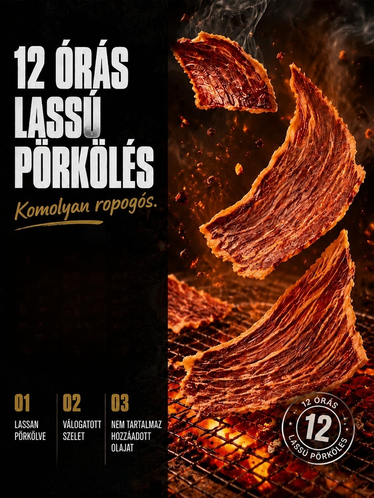 👍Prémium Ropogós Marha Chips (100% Tiszta Izomhús, 0% Cukor) – Energia Bűntudat Nélkül