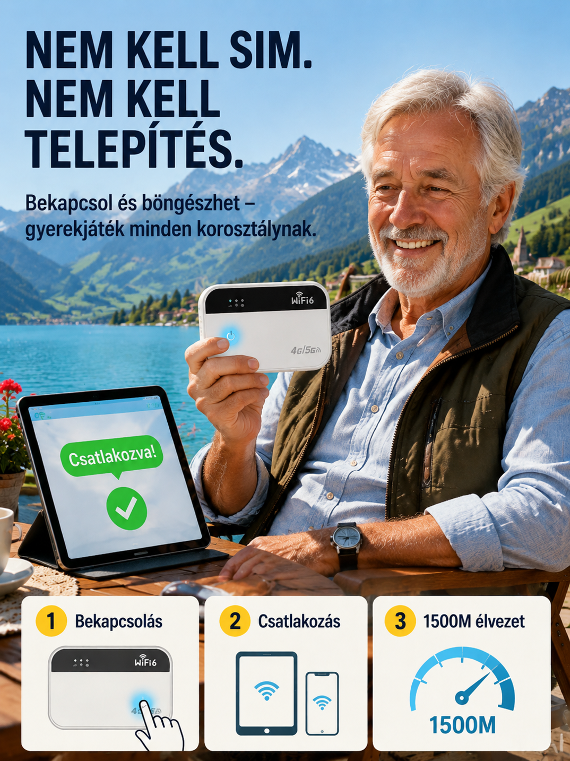 70% Akció👍Hordozható WiFi 6 Router Okos Chippel - Nincs Havidíj, Nincs Roaming - Szupergyors Kapcsolat Bárhol
