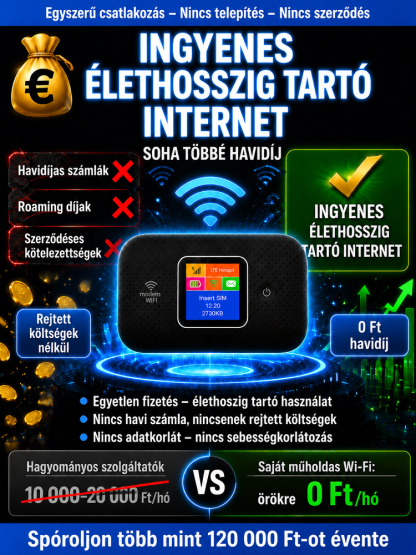 Intelligens Zseb WiFi Router | SIM-Nélküli | FIZETÉS ÁTVÉTELKOR | -50% + Ingyen Posta