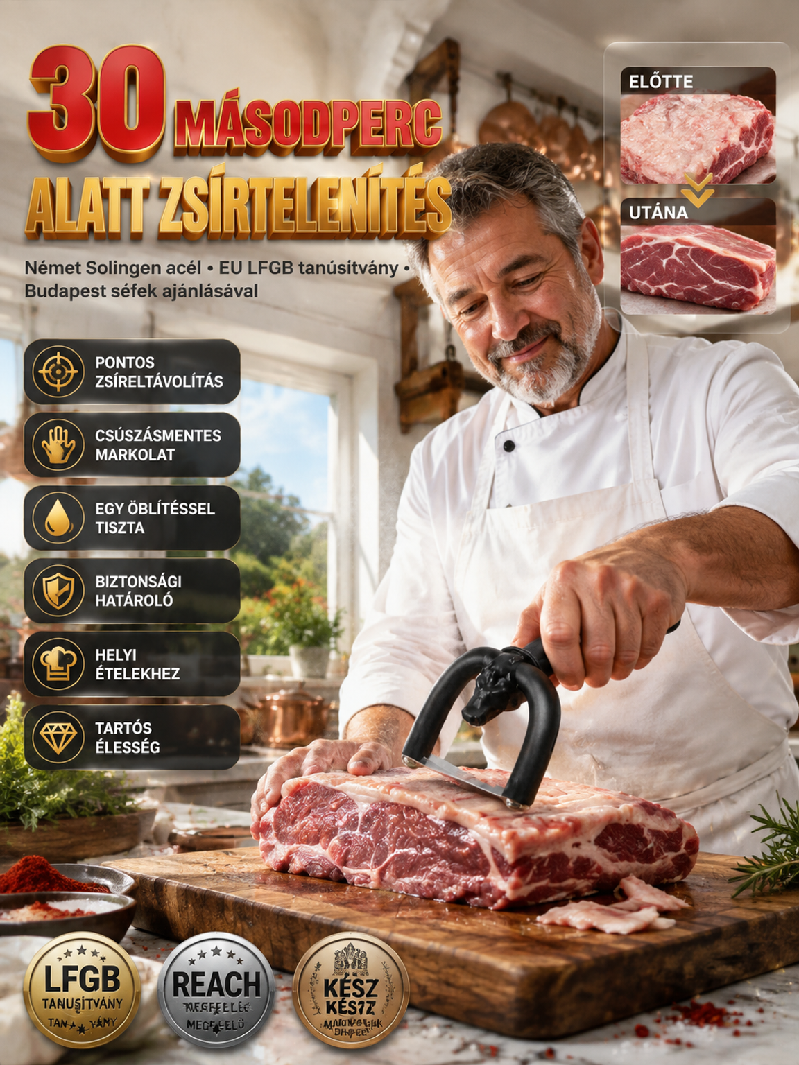  [50% AKCIÓ] 👍Biztonságos U-alakú Zsíreltávolító Kés – Hús Előkészítés 30 Másodperc Alatt