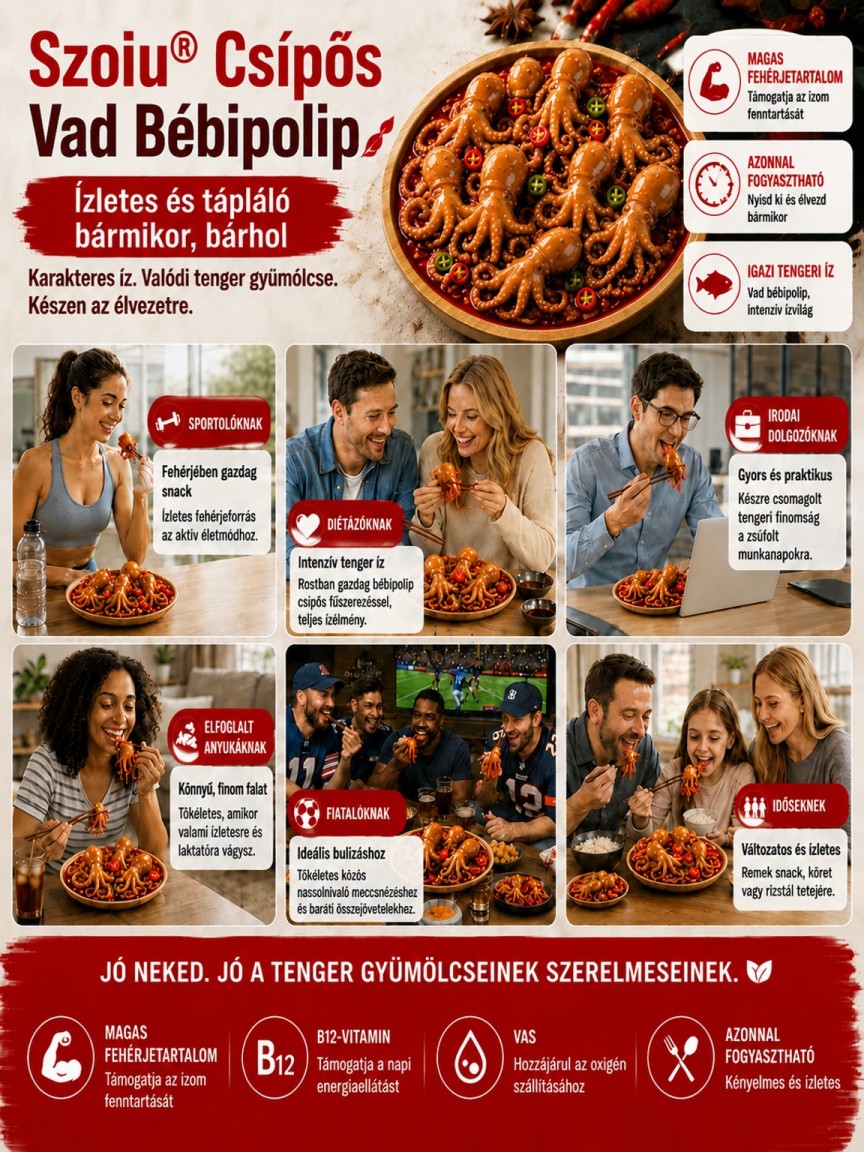 👍Prémium Csípős Vad Bébipolip | Keto-Barát, 0 Cukor & Anyagcsere Pörgető