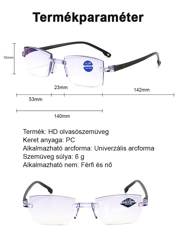 🔥[80% Akció] HD Intelligens Multifokális Olvasószemüveg – Kékfény Szűrős, Ultrakönnyű (6g)