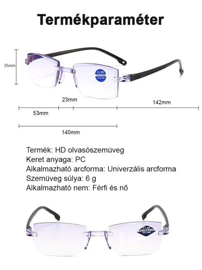 🔥[80% Akció] HD Intelligens Multifokális Olvasószemüveg – Kékfény Szűrős, Ultrakönnyű (6g)