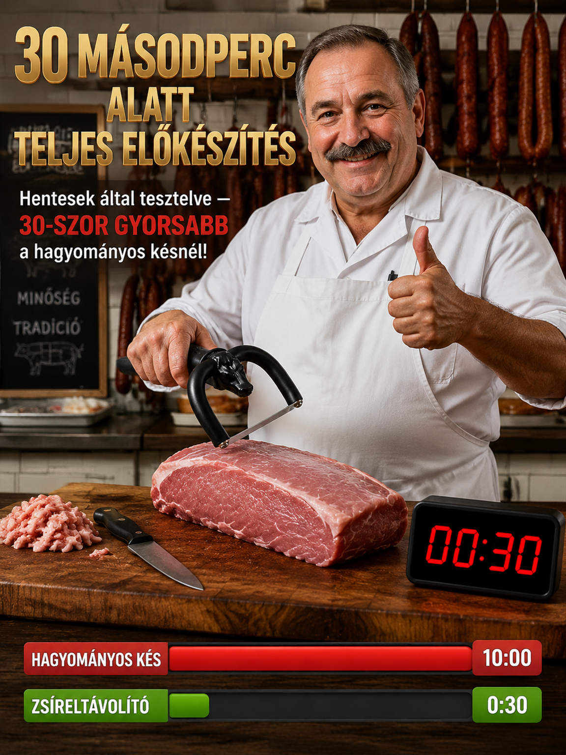  [50% AKCIÓ] 👍Biztonságos U-alakú Zsíreltávolító Kés – Hús Előkészítés 30 Másodperc Alatt