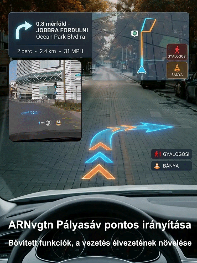 Okos Autós HUD Kijelző Radardetektorral - USB Csatlakozás (50% Kedvezmény)