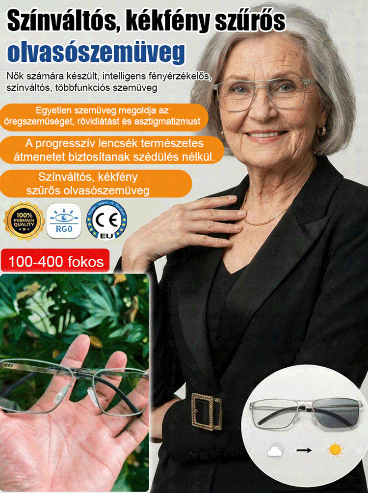 👍Okos Színváltó Olvasószemüveg - Intelligens Fókusz & UV Védelem (50% OFF)