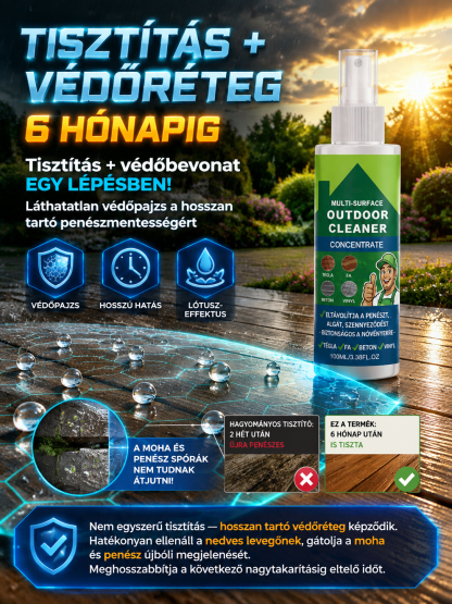 🏡Többfunkciós kültéri koncentrált tisztítószer| 3 Perc Alatt Eltünteti a Penészt és Algát| Növénybarát Formula Fa, Tégla és Kő Felületekre| Visszaadja az Eredeti Színeket✨