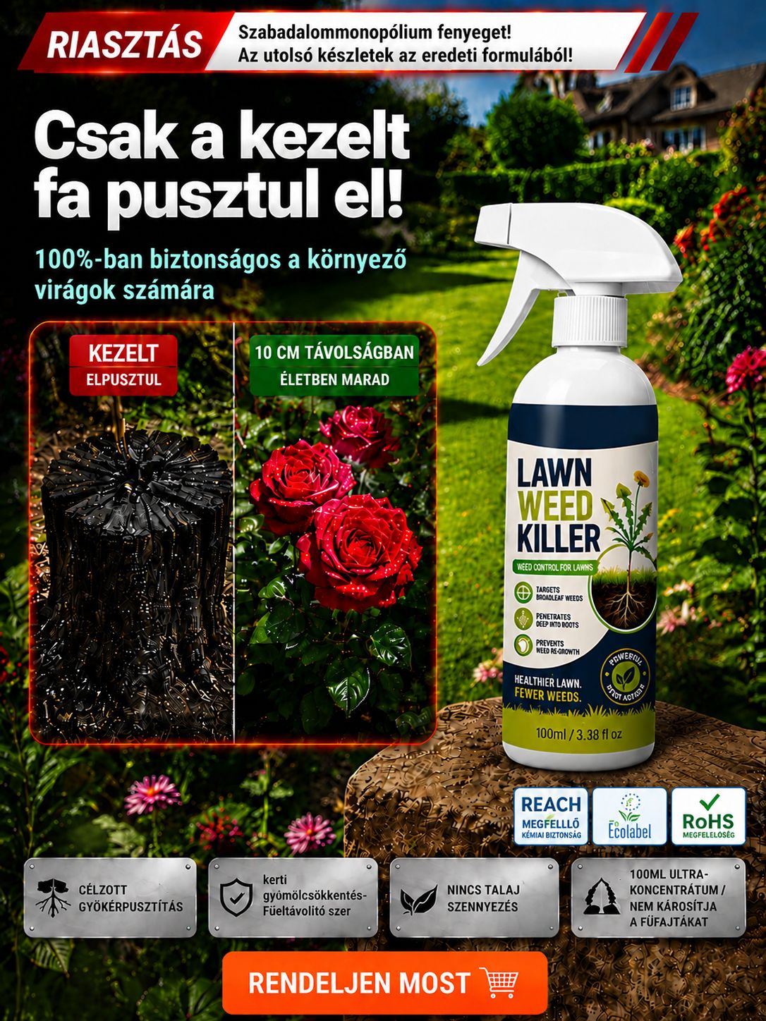 ⚡ 【Azonnali Hatás】Esőben Sem Mosódik Le! Kerti Gyom- és Bambuszölő Permet - 50% OFF