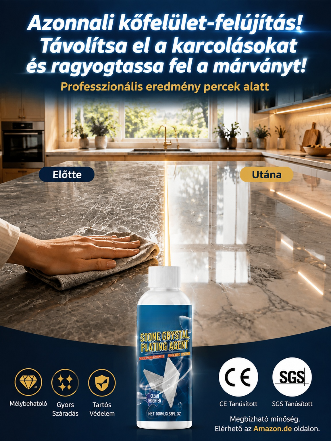 🔥 80% Kedvezmény |Karceltávolító polírozó tisztítófolyadék| 3 Perc Alatt Eltünteti a Karcolásokat | Eredeti Márvány Ragyogás| Azonnali Fény · 365 Napos Víz- és Olajvédelem | Gránitra is| Mélyen Behatoló, Gyorsan Száradó Formula | (Utánvétes Fizetés)🛡️