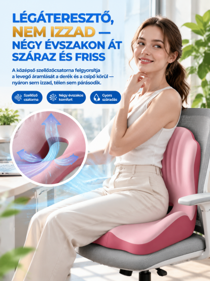 Nagy teherbírású, kétoldalas, deformálódásmentes továbbfejlesztett kagyló alakú deréktámasz ülőpárna⏱️ 3mp Tartásjavítás | 🏋️‍♂️ 200kg Teherbírás | 🌬️ Üreges & Lélegző | 📦 Utánvét