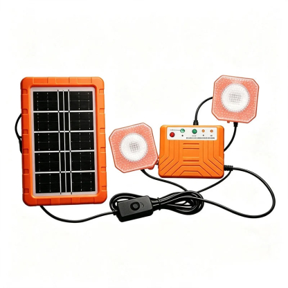 ☀️Háztartási napelemes rendszer– 2400mAh Akku + 2 Lámpa (Ingyen Áram Bárhol!)