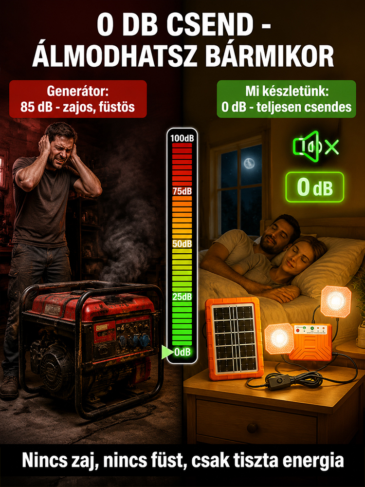 ☀️Háztartási napelemes rendszer– 2400mAh Akku + 2 Lámpa (Ingyen Áram Bárhol!)