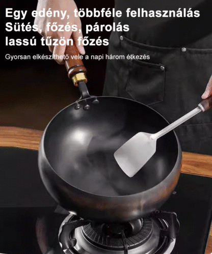 🌟Egészséges "Nagy Has" Főzőedény | 100% Kémiai Bevonat Mentes Wok🌟【Bevonat nélküli egészséges edény】Vasat pótoló tiszta vas tapadásmentes serpenyő