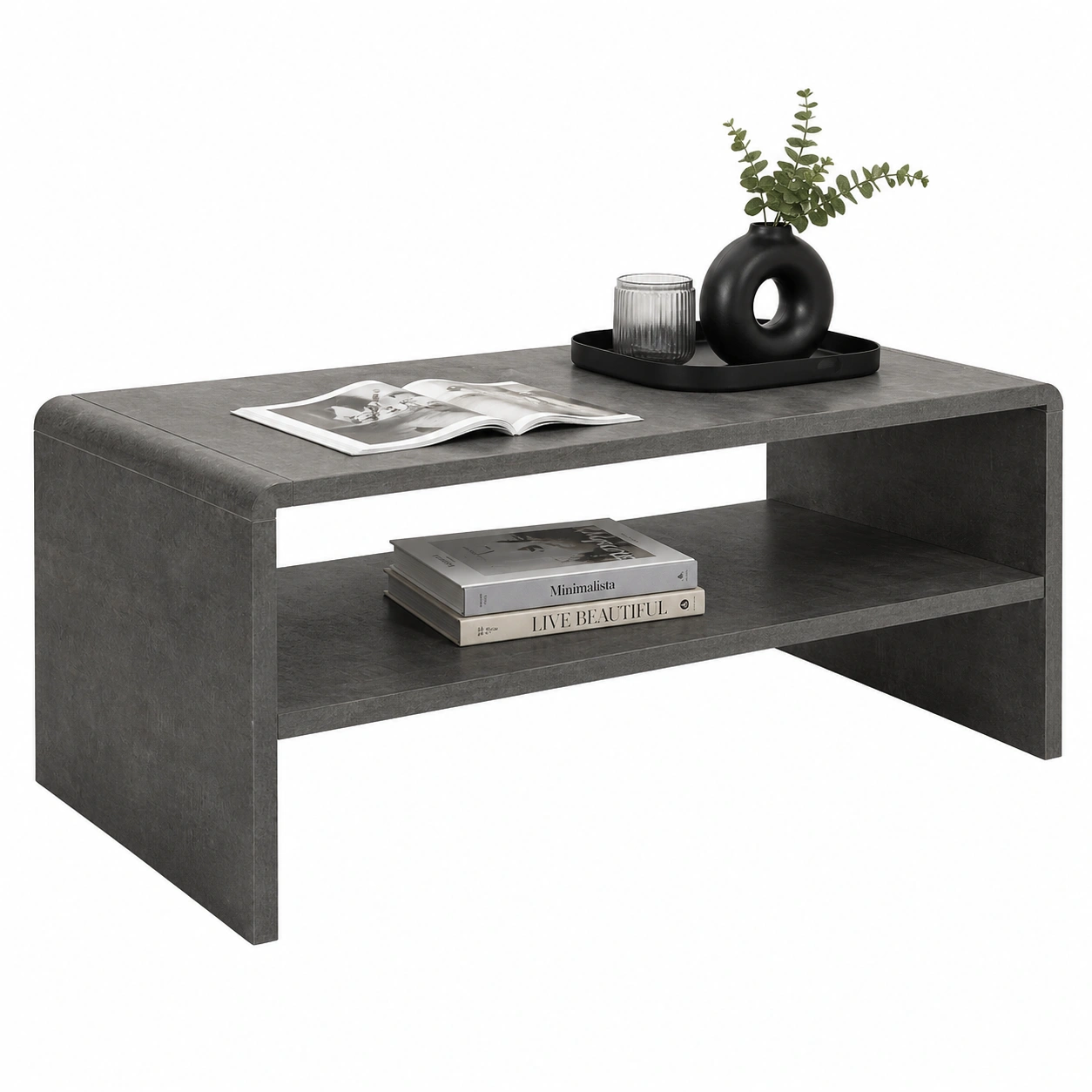 Couchtisch modern Holzoptik Braun offen mit Ablagefach 100x40x59 cm-furnishophelp