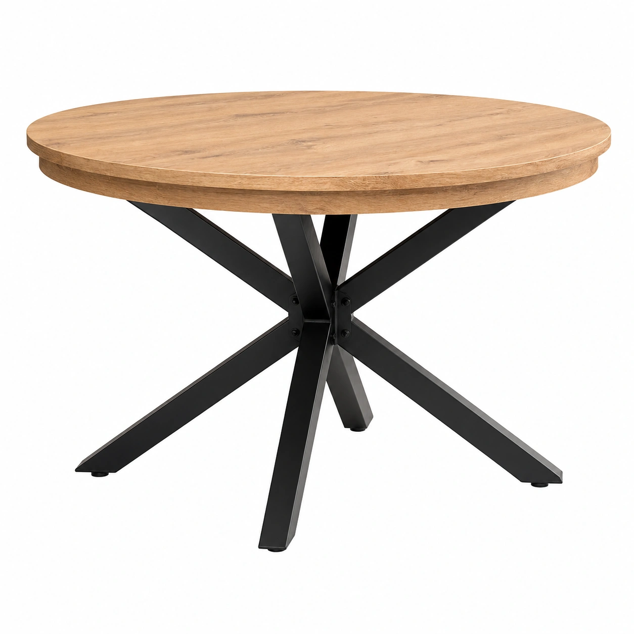 Runder Esstisch in Holzoptik mit Metallgestell 120x120x77 cm-furnishophelp