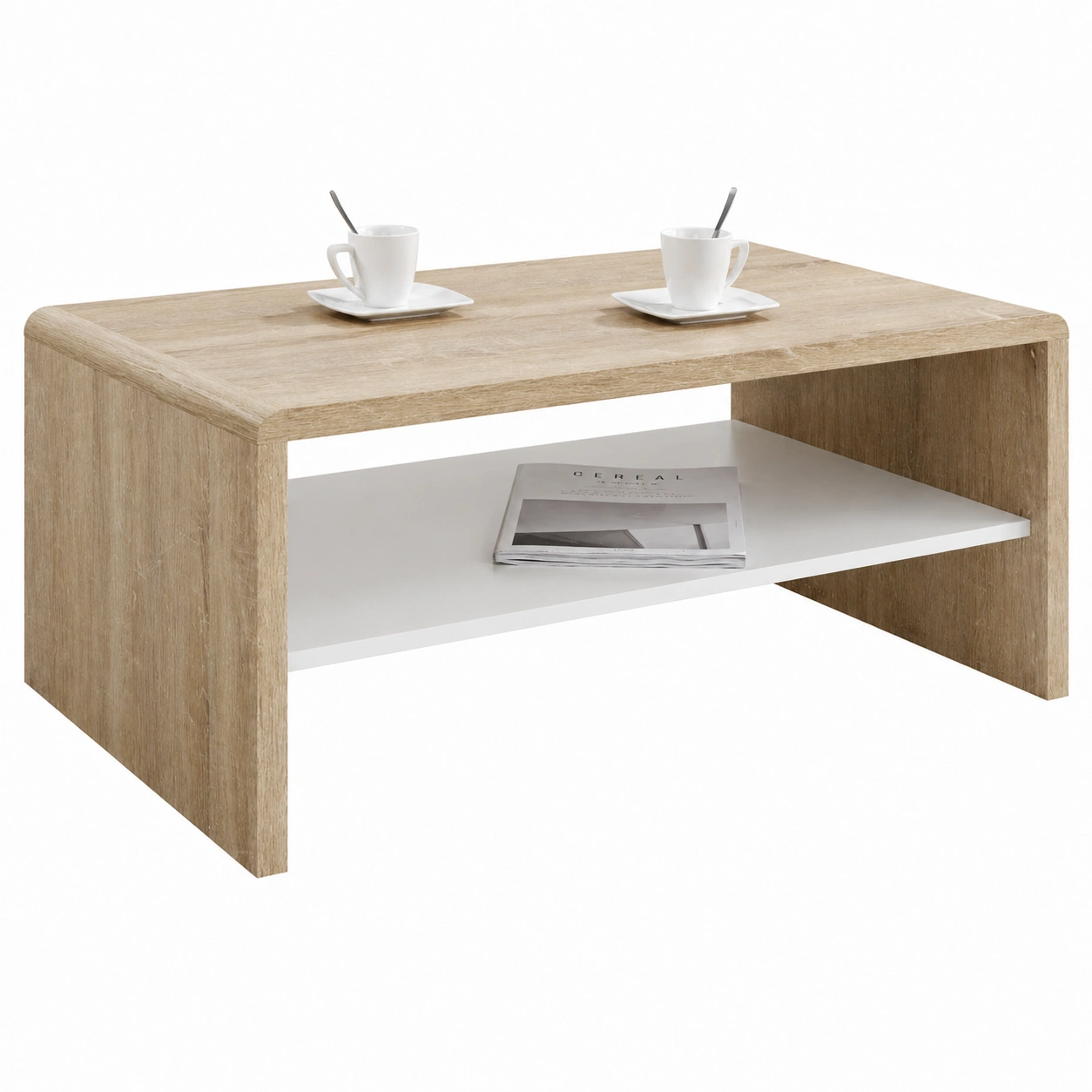 Moderner Couchtisch in Holzoptik mit Ablagefach 100x59 cm-furnishophelp