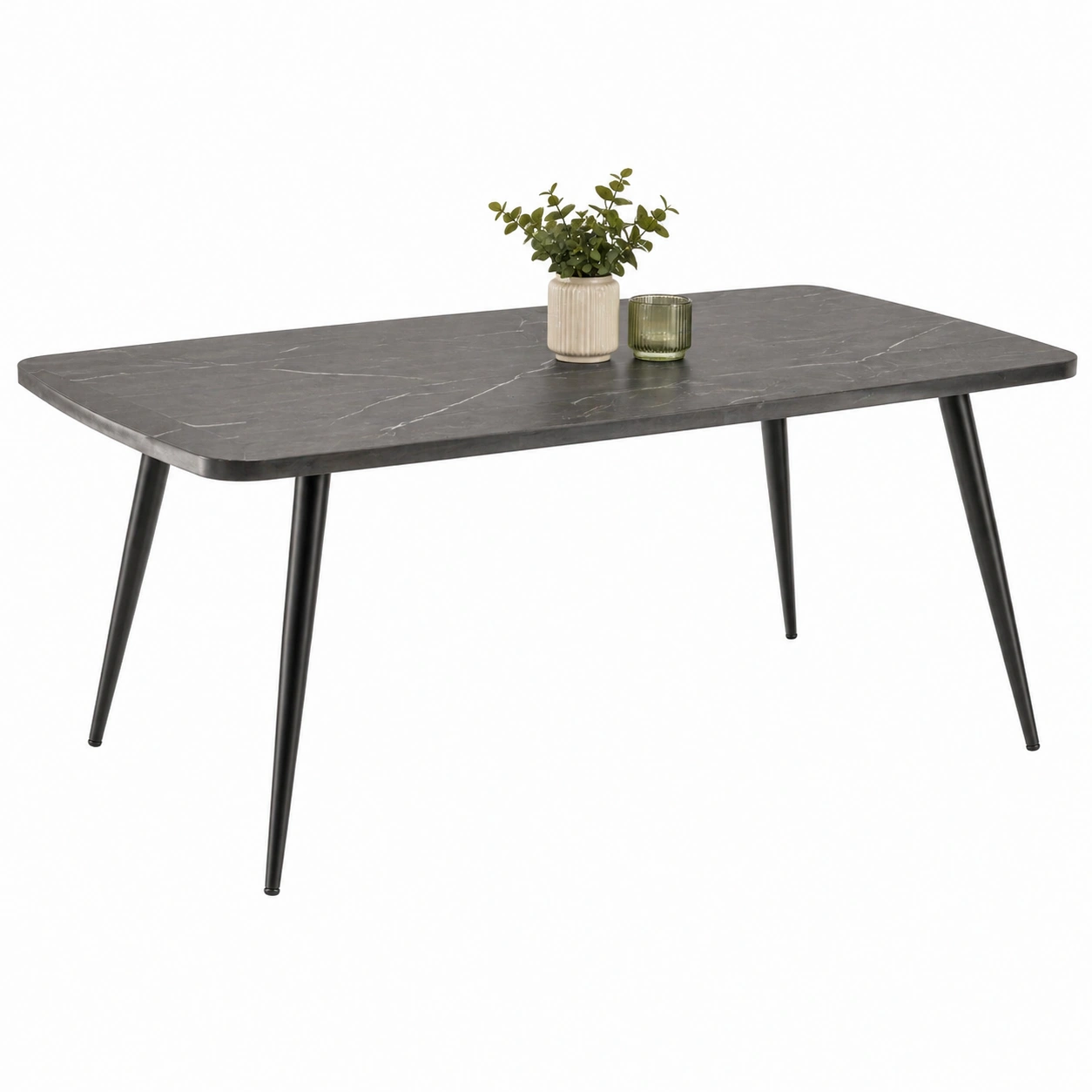 Esstisch Rechteckig Holzoptik Natur Schwarz Metallbeine Modern 180x76x100 cm-furnishophelp