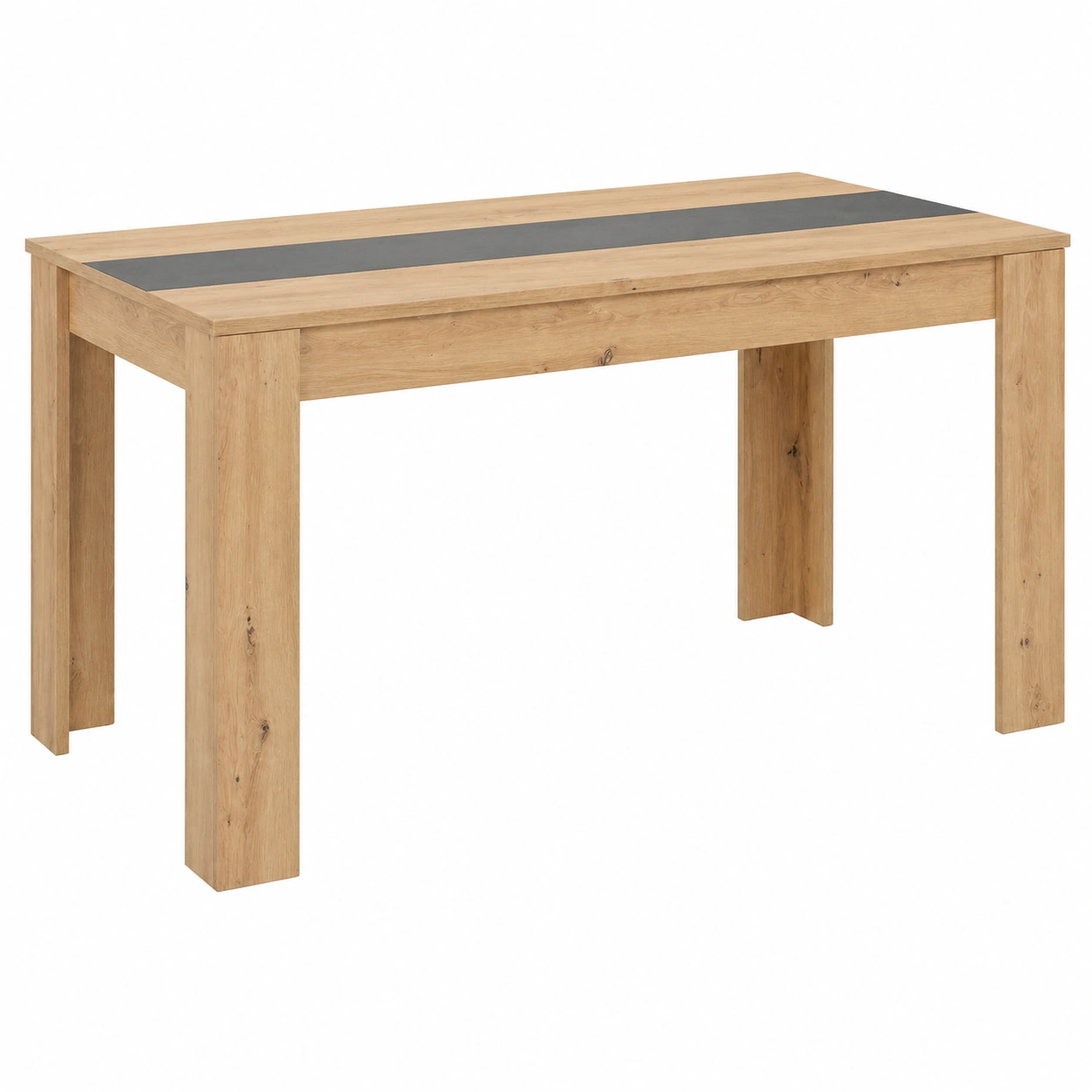 Moderner Esstisch Holzoptik Natur Braun mit Akzentstreifen 138x80 cm Minimalistisches Design-furnishophelp