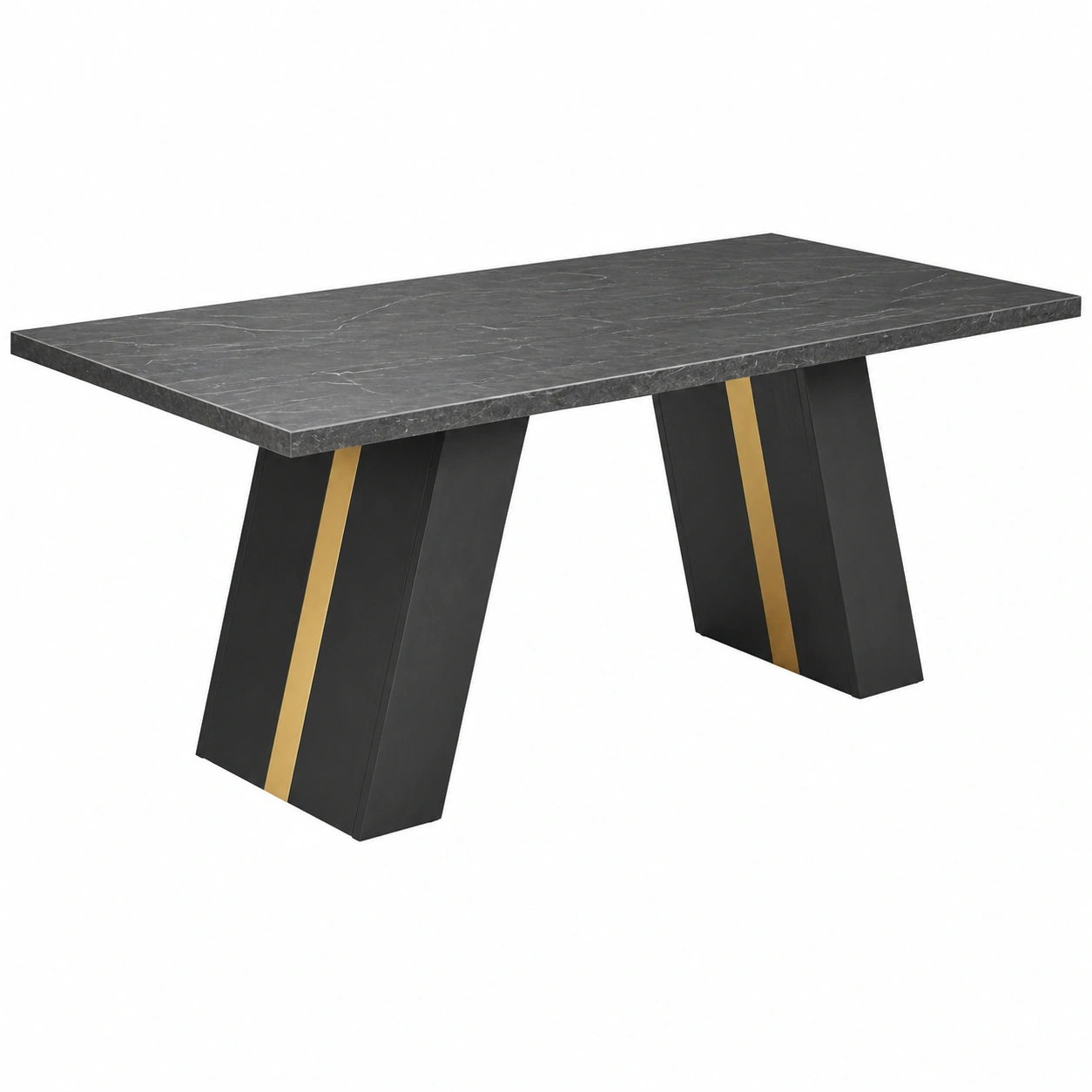 Moderner Esstisch Rechteckig Holzoptik Creme Schwarz Designgestell 180 cm-furnishophelp