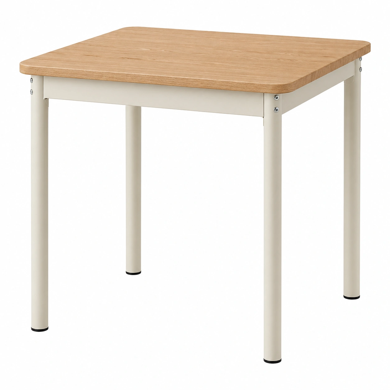 Moderner Küchentisch Holzoptik rechteckig abgerundete Kanten Metallgestell stabil kompakt für Esszimmer Küche minimalistisch Design 75x74x55 cm-furnishophelp