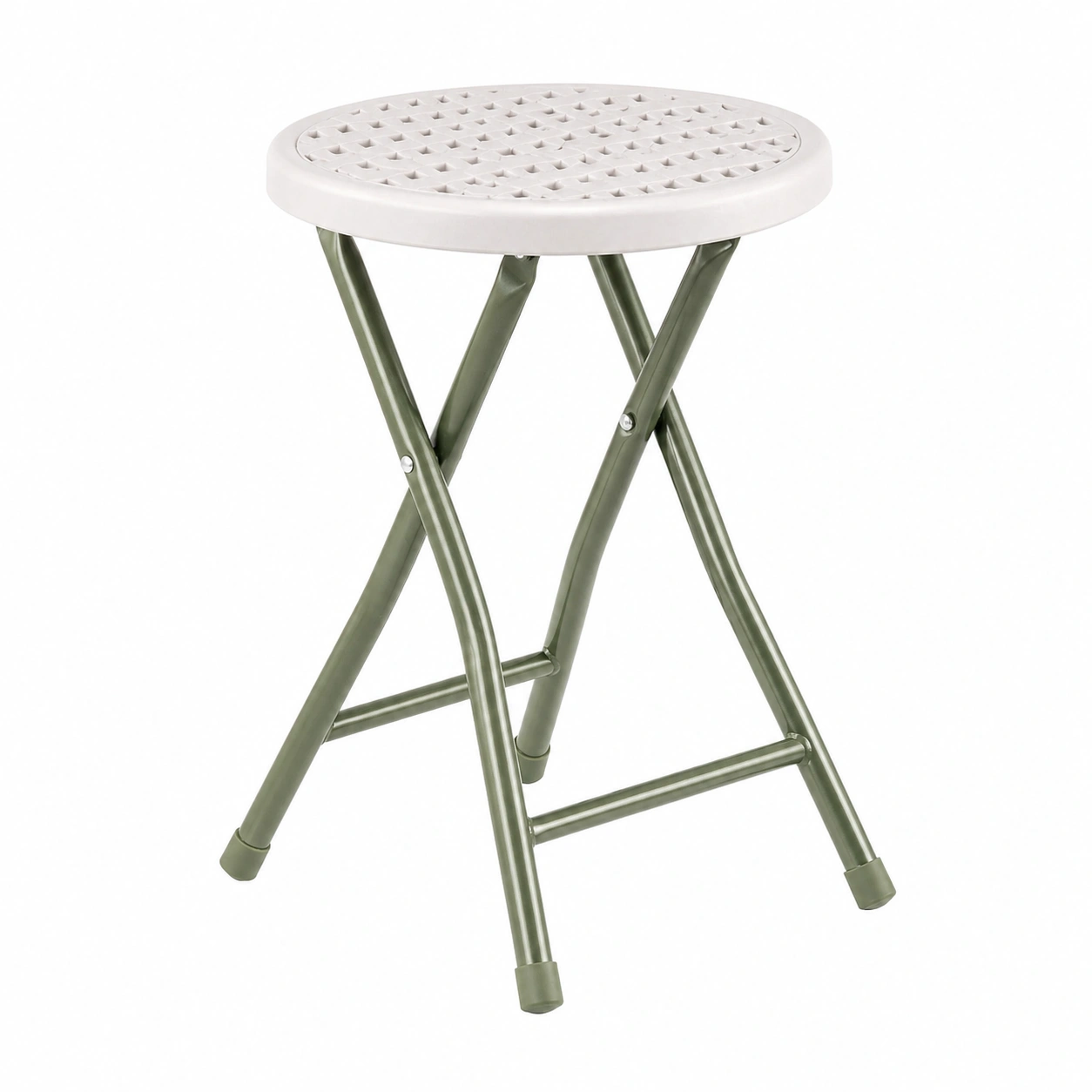 Klapphocker in Olivgrün mit strukturierter Sitzflache, modern & platzsparend – ca. 30x30x45 cm-furnishophelp