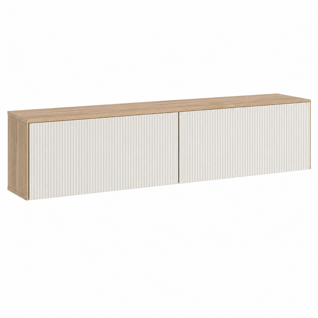 TV Lowboard Modern Weiß Eiche Optik 180 cm Minimalistisch-furnishophelp