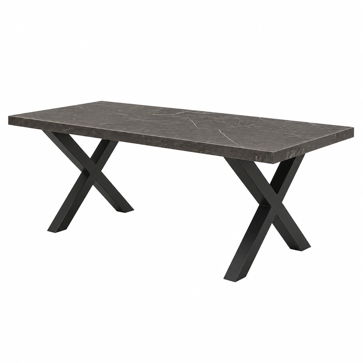 Moderner Esstisch in Marmoroptik Dunkelgrau mit Metallgestell 200x100x76 cm-Buytavo