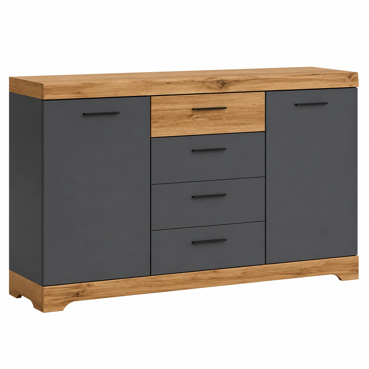 Modernes Sideboard mit Hochglanz Front und Holzoptik Kontrast-Buytavo