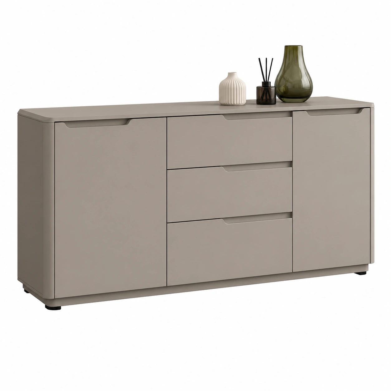 Modernes Sideboard Hochglanz Weiß Minimal Design 3 Tueren 3 Schubladen 192 cm-Buytavo