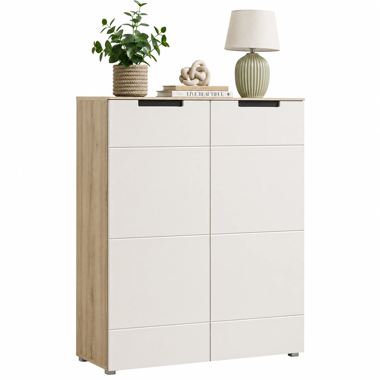 Kommode modern anthrazit mit Tueren und Stauraum 90x120x34 cm-Buytavo