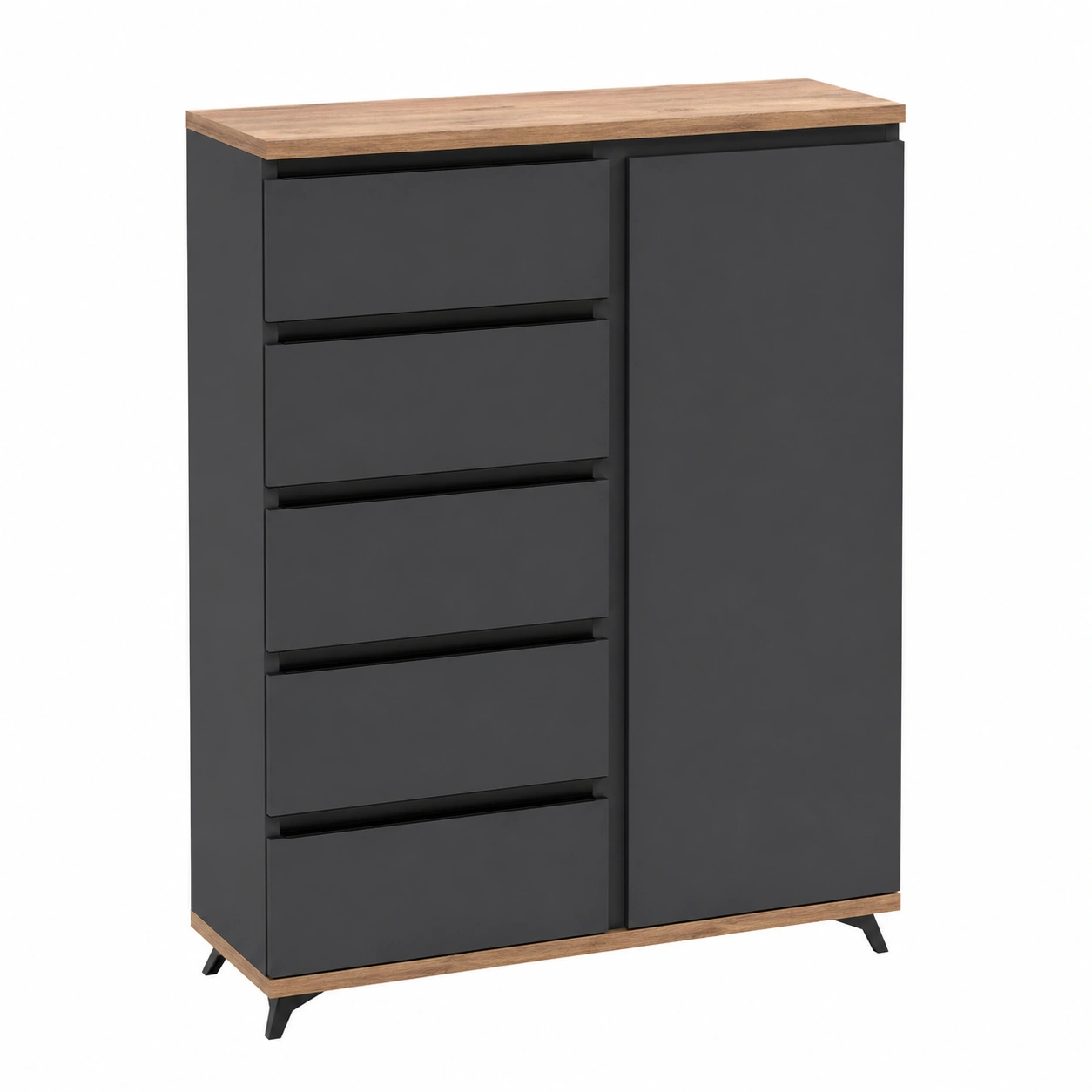 Modernes Highboard Kommode Dunkelgrau Holzoptik Stauraum Schrank 83 cm-Buytavo