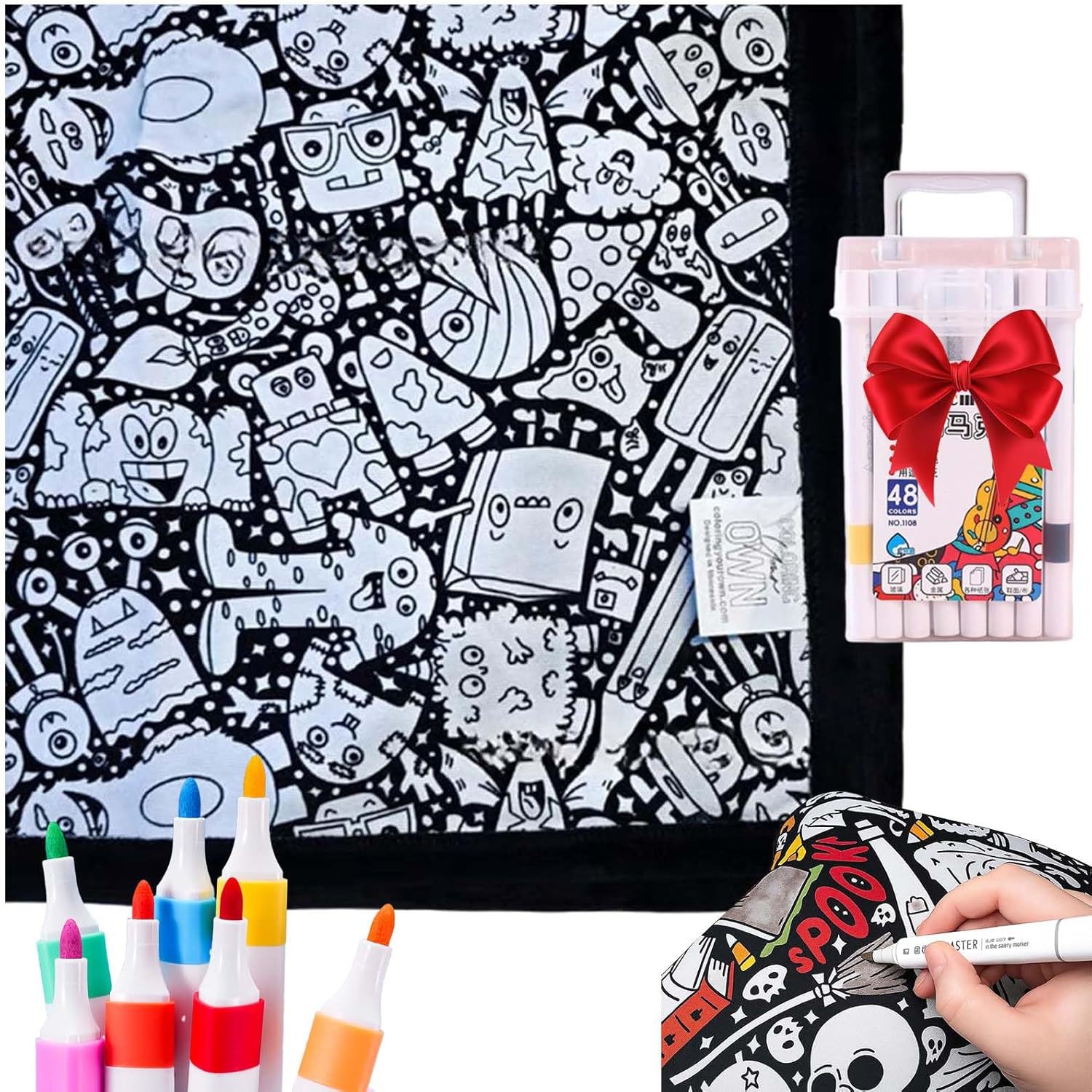 ✨Last Day 49% OFF🎨DIY Coloring Blanket with Markers🎁Perfect Gift For Family & Friends