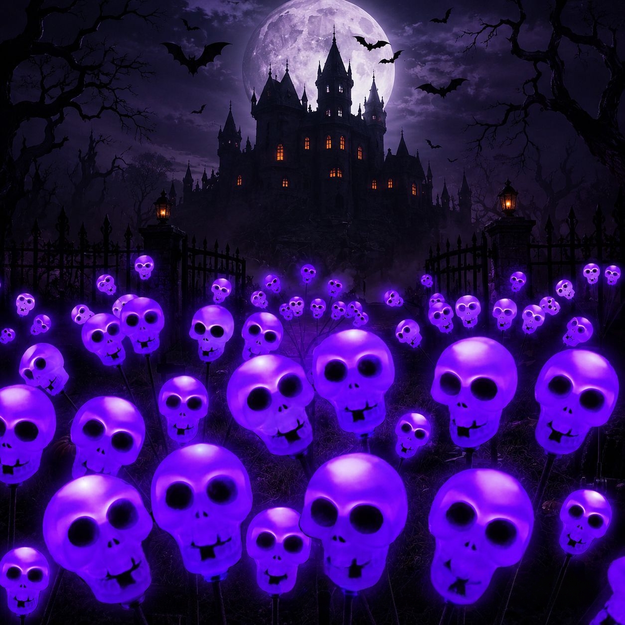 🔥Hot Sale🔥 👻Halloween Outdoor Waterproof Solar Skull Pathway Lights