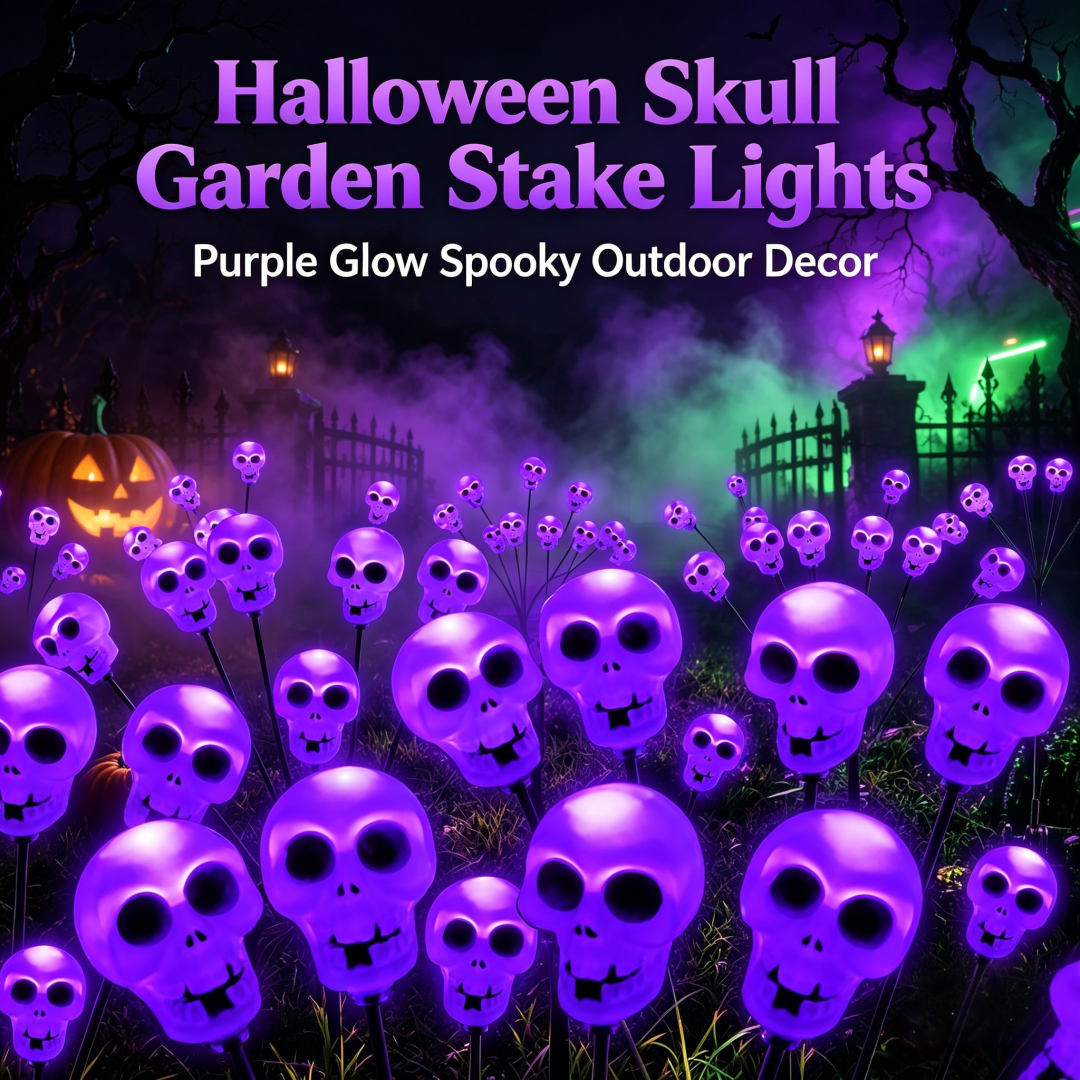 🔥Hot Sale🔥 👻Halloween Outdoor Waterproof Solar Skull Pathway Lights