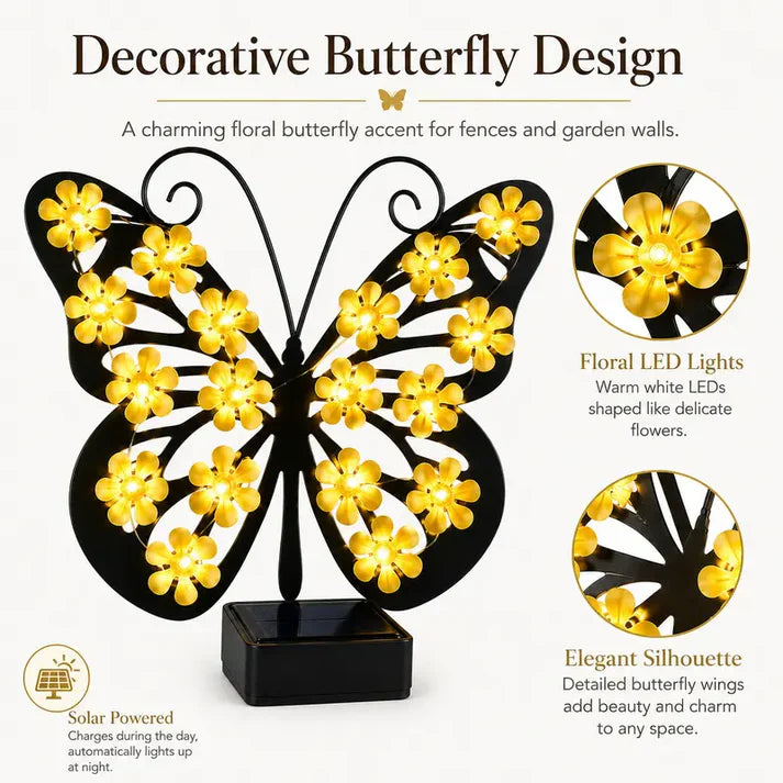 🔥Last Day 60% OFF🔥Solar Lights Outdoor Metal Butterfly Wall Decor